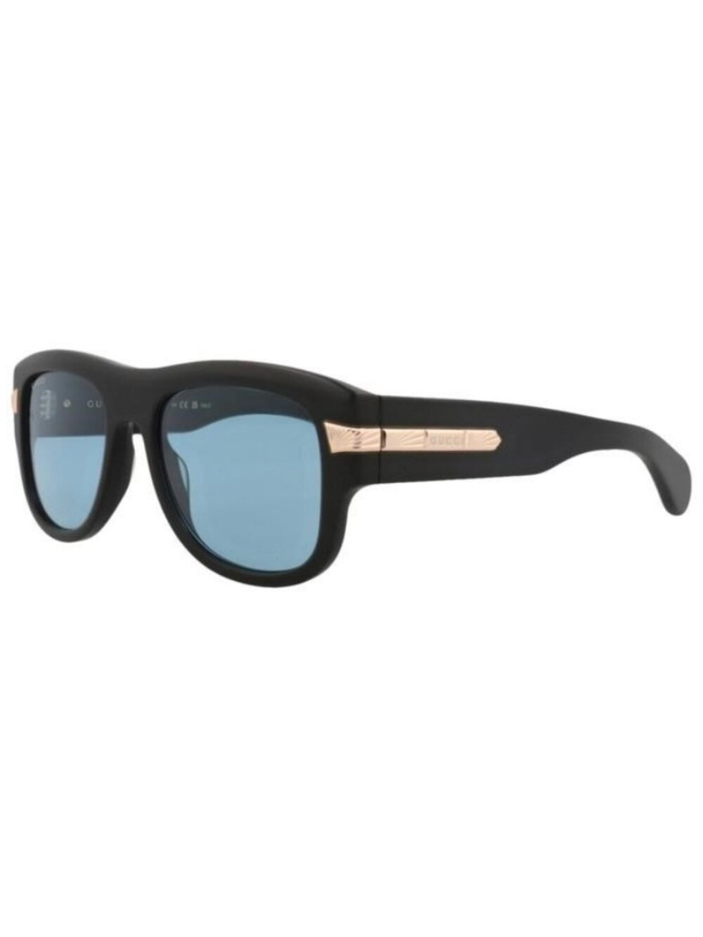New Gucci Mens Square/Rectangle Black Black Blue Fashion Designer Sunglasses